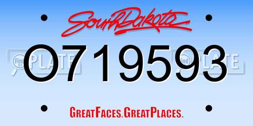 O719593 South Dakota License Plate