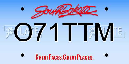 O71TTM South Dakota License Plate