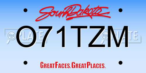 O71TZM South Dakota License Plate