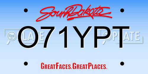 O71YPT South Dakota License Plate
