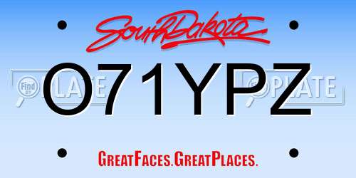 O71YPZ South Dakota License Plate