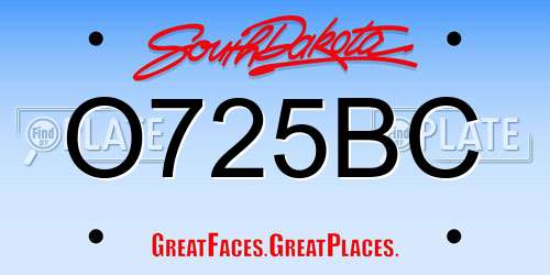 O725BC South Dakota License Plate