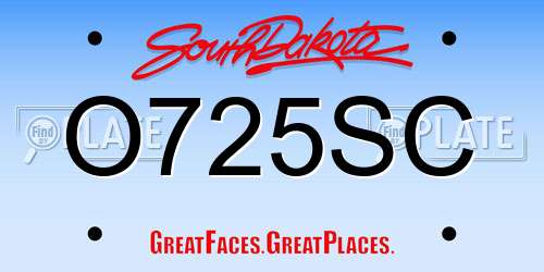 O725SC South Dakota License Plate