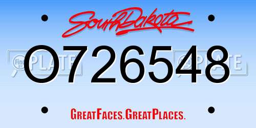 O726548 South Dakota License Plate