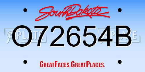 O72654B South Dakota License Plate