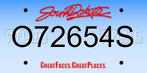 O72654S South Dakota License Plate