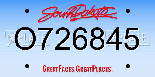 O726845 South Dakota License Plate