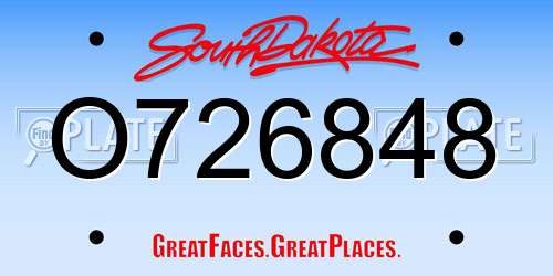 O726848 South Dakota License Plate