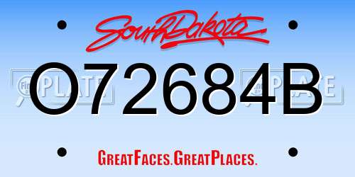O72684B South Dakota License Plate