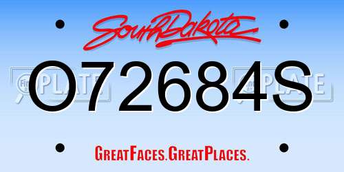O72684S South Dakota License Plate