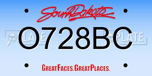 O728BC South Dakota License Plate