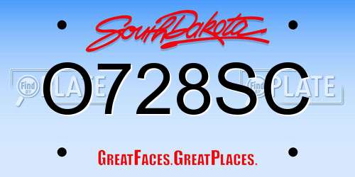 O728SC South Dakota License Plate