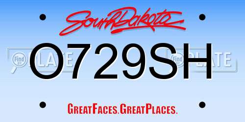 O729SH South Dakota License Plate