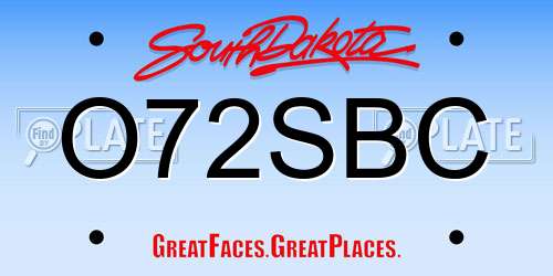 O72SBC South Dakota License Plate