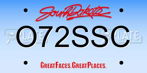 O72SSC South Dakota License Plate