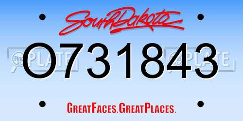 O731843 South Dakota License Plate