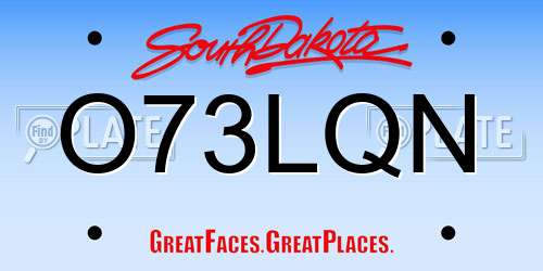 O73LQN South Dakota License Plate