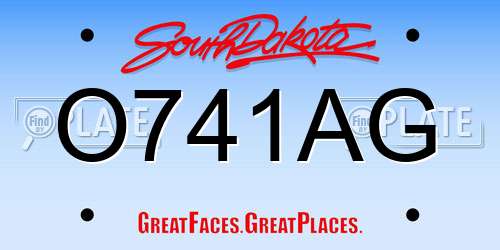 O741AG South Dakota License Plate
