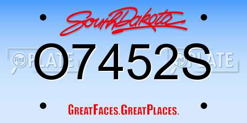 O7452S South Dakota License Plate