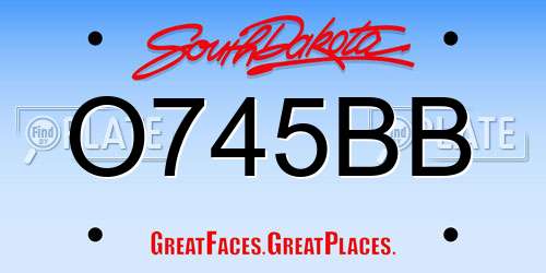 O745BB South Dakota License Plate