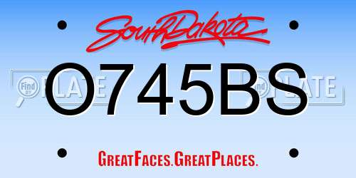 O745BS South Dakota License Plate