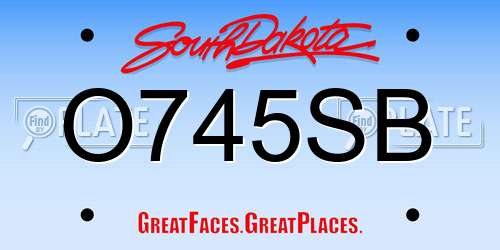 O745SB South Dakota License Plate