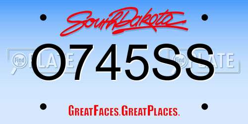 O745SS South Dakota License Plate