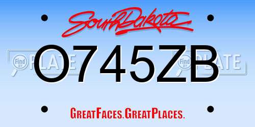 O745ZB South Dakota License Plate