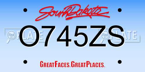 O745ZS South Dakota License Plate