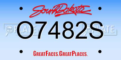 O7482S South Dakota License Plate