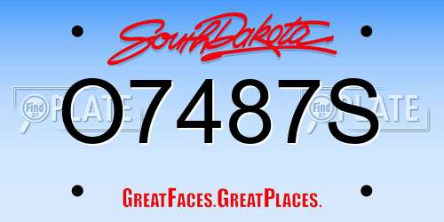 O7487S South Dakota License Plate