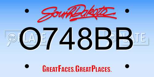 O748BB South Dakota License Plate
