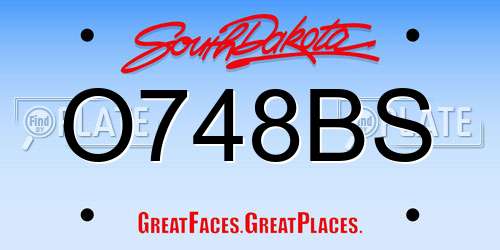 O748BS South Dakota License Plate