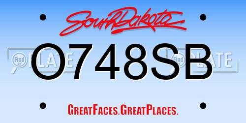 O748SB South Dakota License Plate