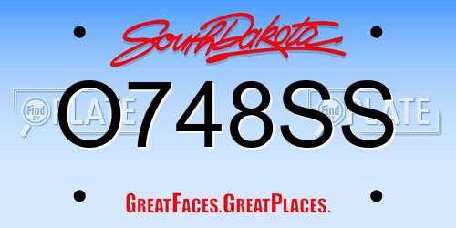 O748SS South Dakota License Plate