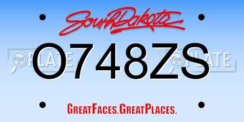 O748ZS South Dakota License Plate