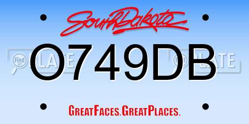 O749DB South Dakota License Plate