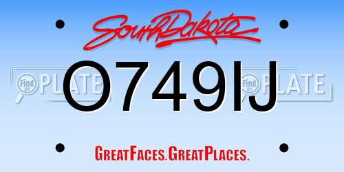 O749IJ South Dakota License Plate