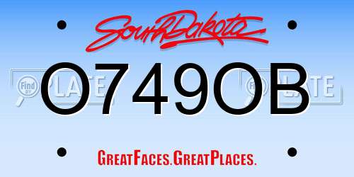O749OB South Dakota License Plate