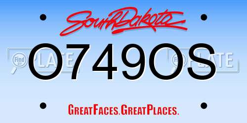 O749OS South Dakota License Plate
