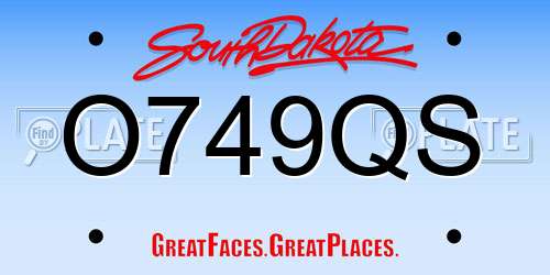 O749QS South Dakota License Plate