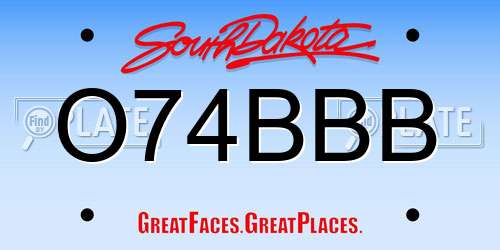 O74BBB South Dakota License Plate