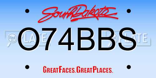 O74BBS South Dakota License Plate