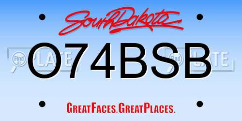 O74BSB South Dakota License Plate