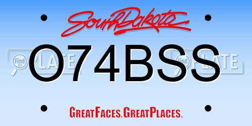 O74BSS South Dakota License Plate