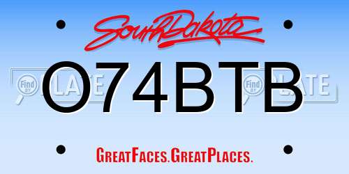 O74BTB South Dakota License Plate