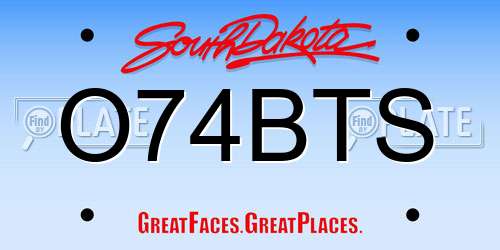 O74BTS South Dakota License Plate