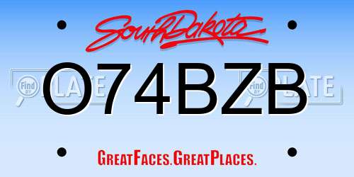 O74BZB South Dakota License Plate