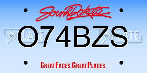 O74BZS South Dakota License Plate