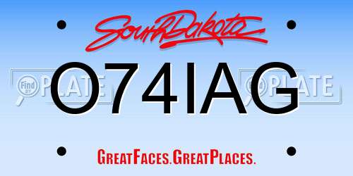 O74IAG South Dakota License Plate